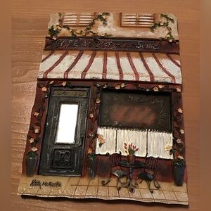 KATE MCROSTIE PLAQUE TILE CAFE DE MERY SUR SEINE GUC SIGNED 3D